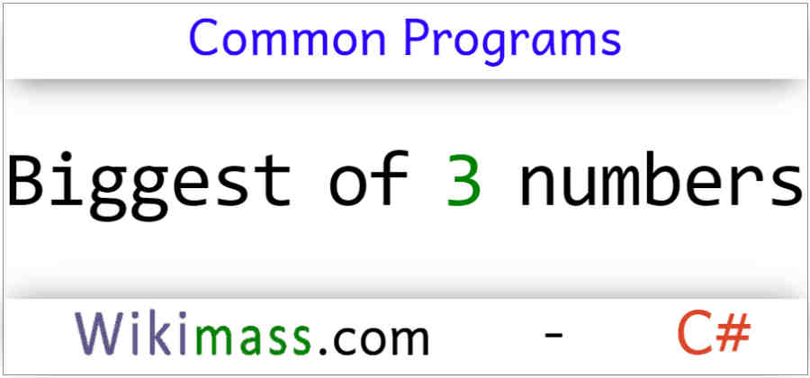 C# Program to find Biggest of Three Numbers