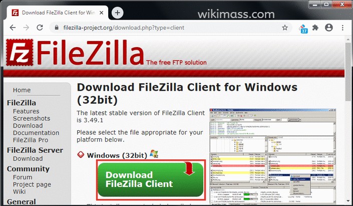 Download FileZilla Page