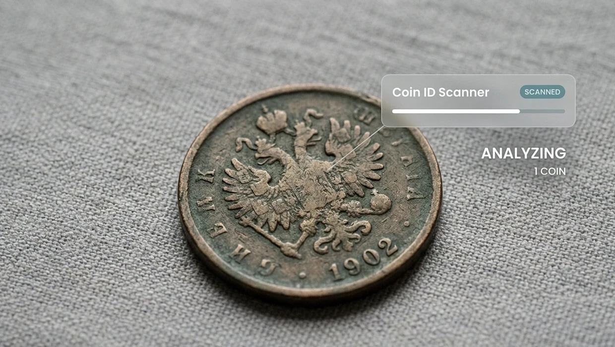 a coin is scanned via a Coin ID Scanner app